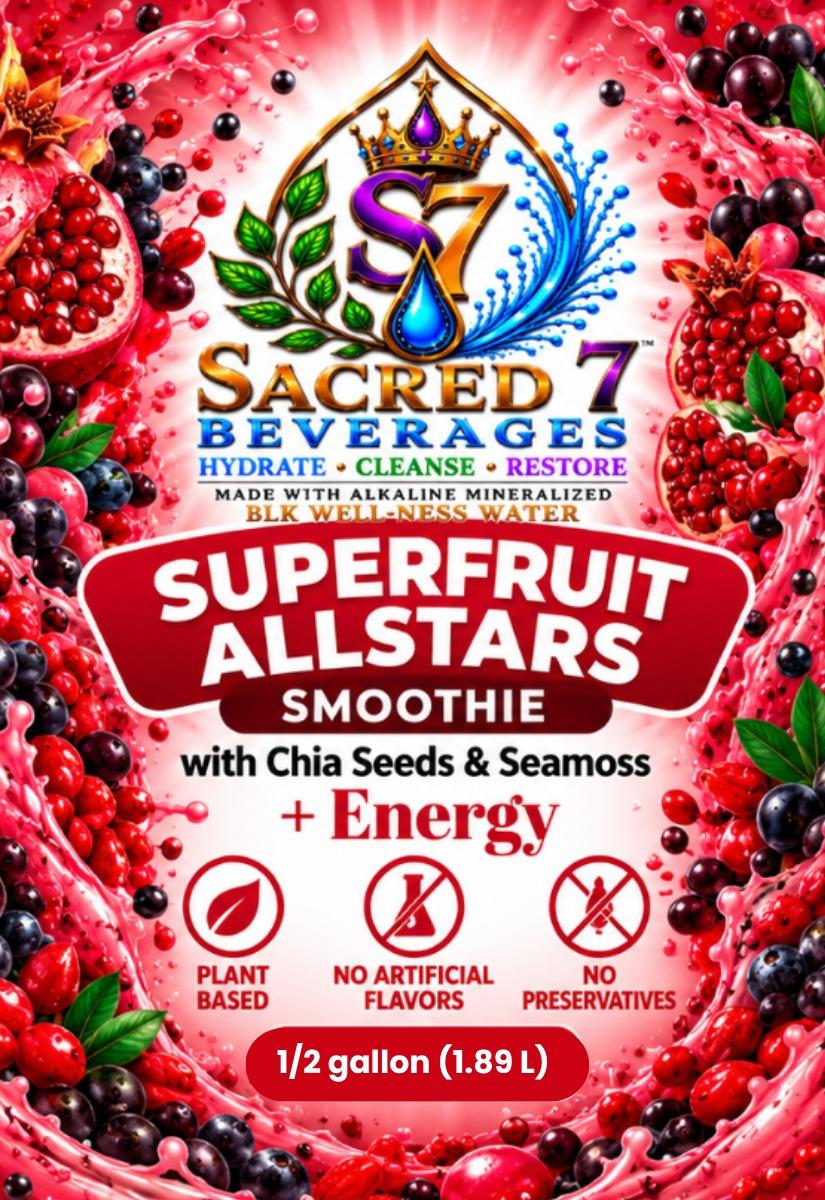 Sacred 7 Superfruit Allstars smoothie label