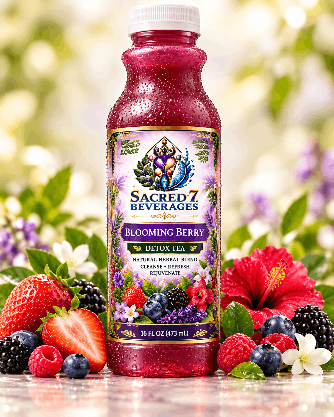 Sacred 7 Blooming Berry Detox Tea bottle