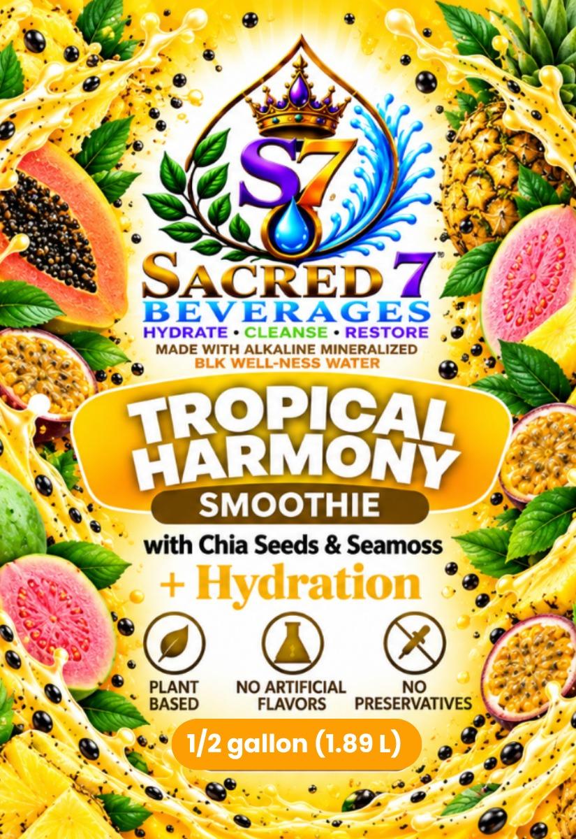 Sacred 7 Tropical Harmony smoothie label