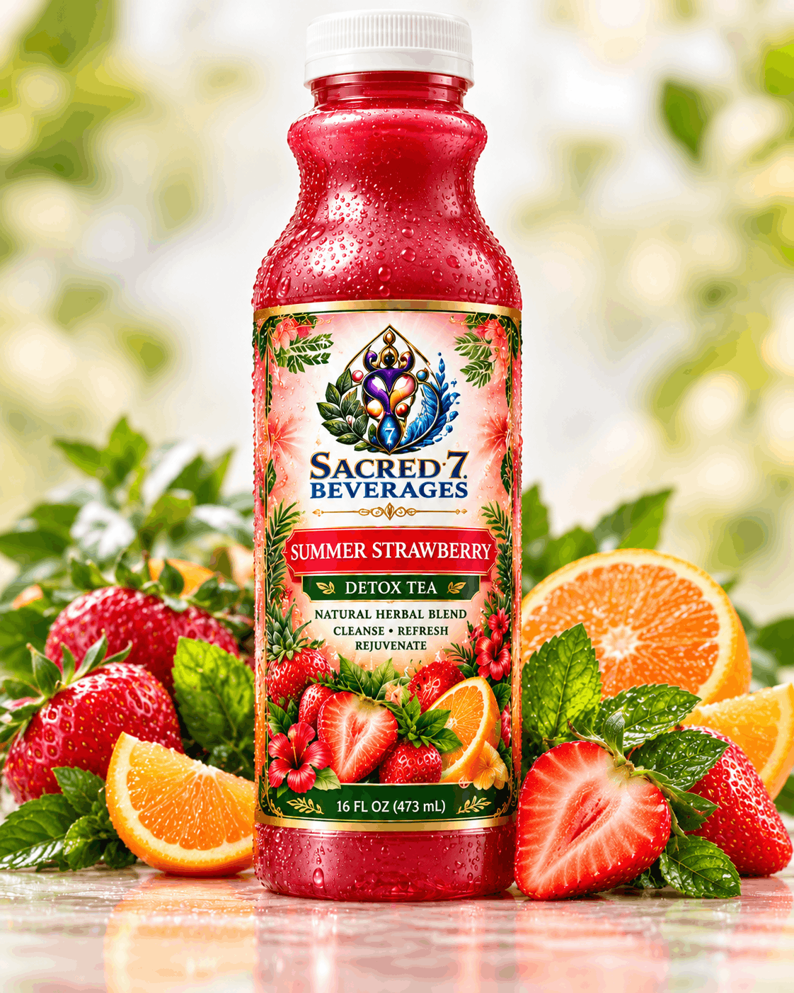 Sacred 7 Summer Strawberry Detox Tea bottle