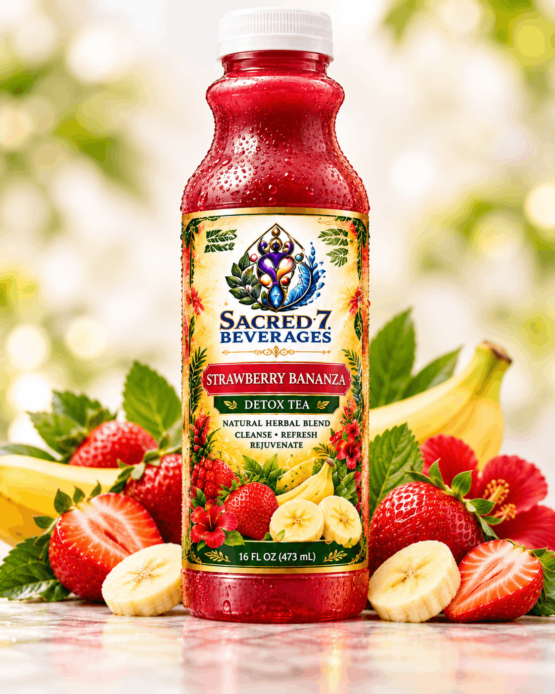 Sacred 7 Strawberry Bananza Detox Tea bottle