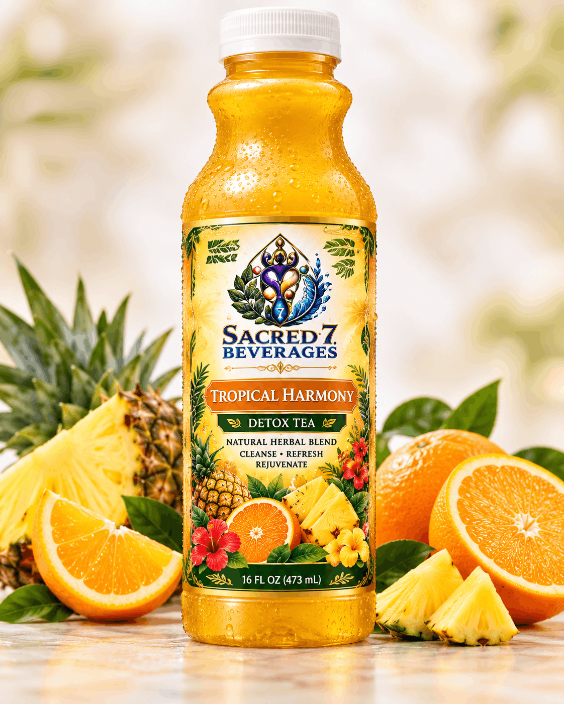 Sacred 7 Tropical Harmony Detox Tea bottle