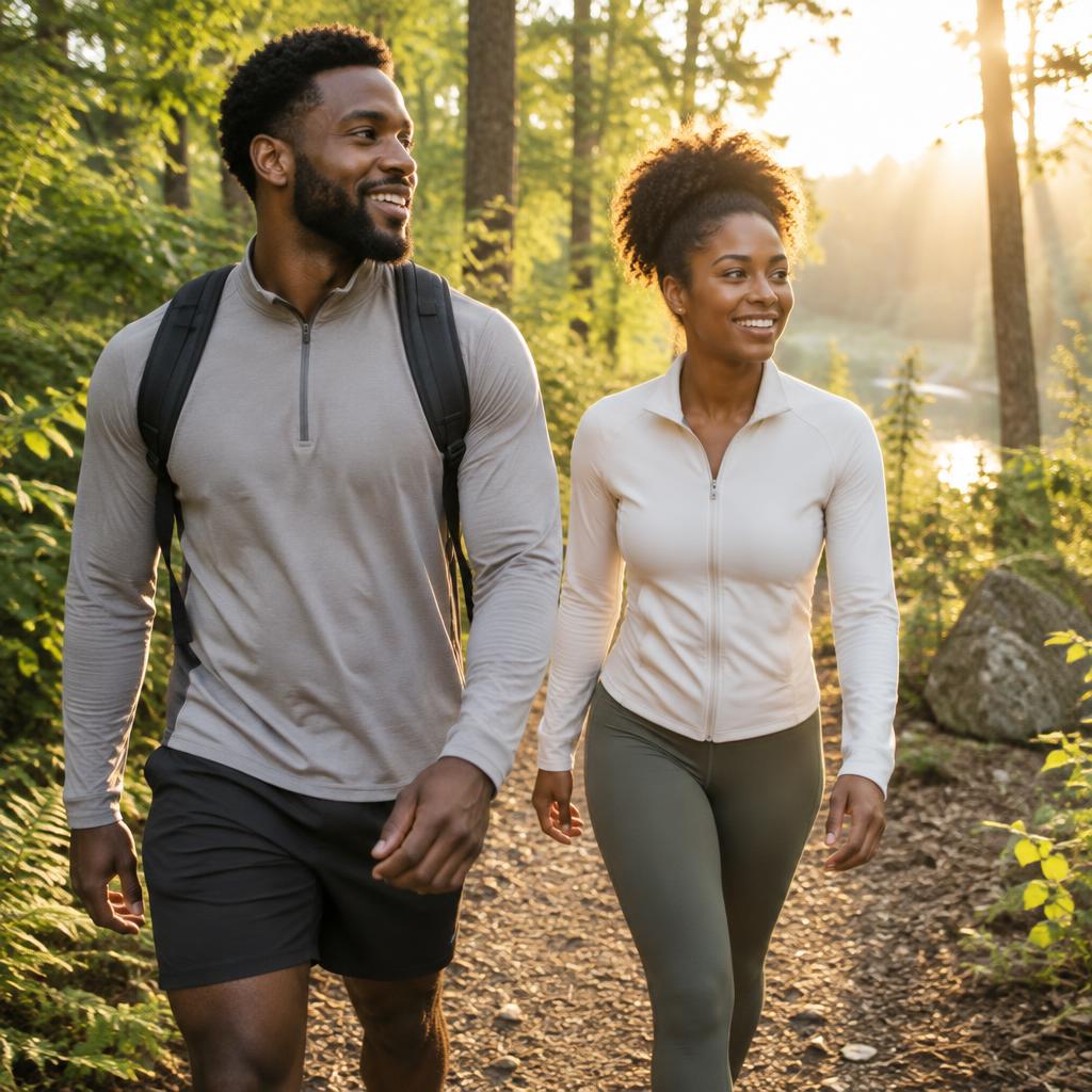 Couple walking together in nature